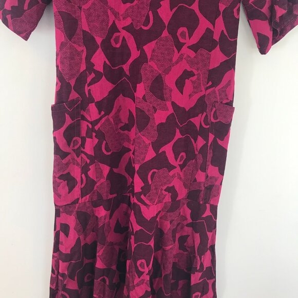 VTG 1980 Bernard Cowan dress women's 5/6 cotton pink/black maxi tiered holiday - Picture 3 of 12